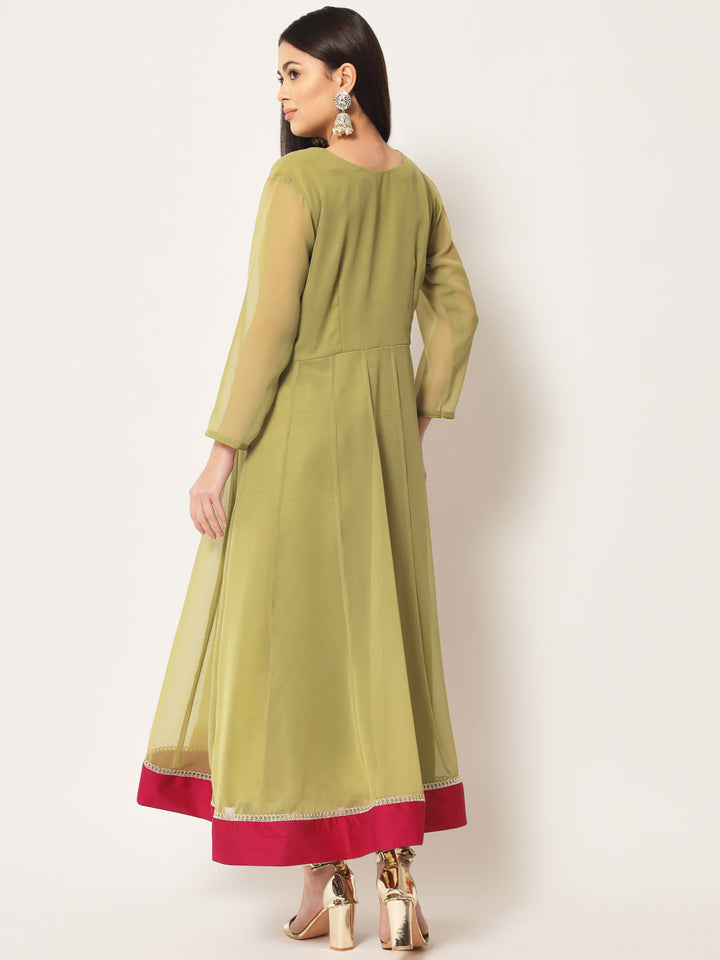 anokherang Combos Olive Green Georgette Anarkali with Churidaar