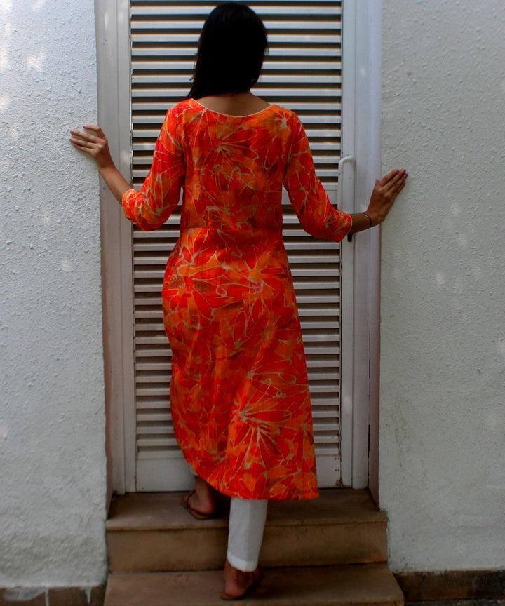 anokherang Combos Orange Rang Barse Kurti with Straight Pants