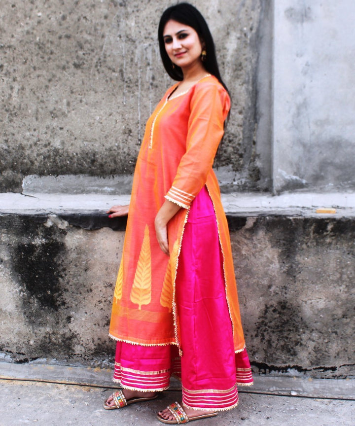 anokherang Combos Orange Tangled Double Layered Gotta Kurti