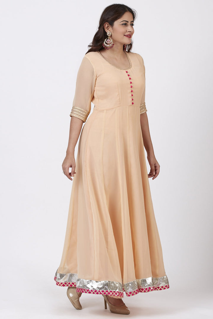 anokherang Combos Peach Love Floor Length Anarkali Dress