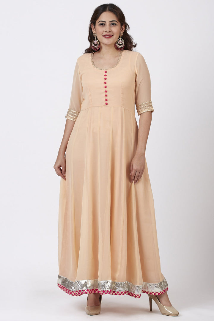 anokherang Combos Peach Love Floor Length Anarkali Dress