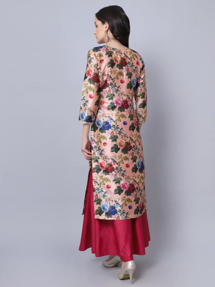 anokherang Combos Peach Wine Floral Kurti
