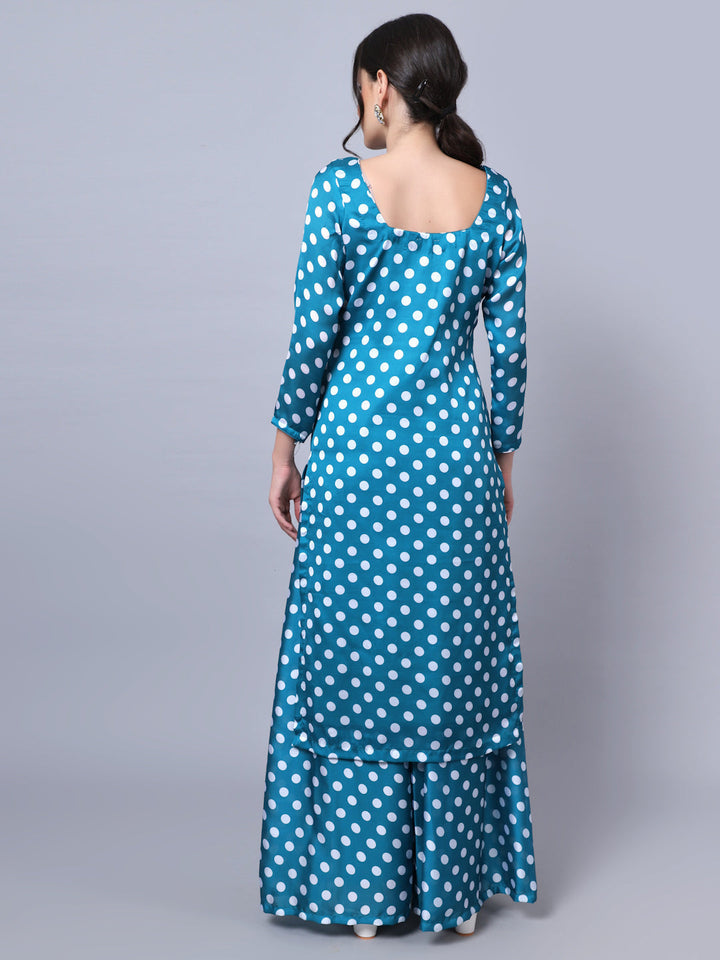 anokherang Combos Peppy Blue Polka Kurti