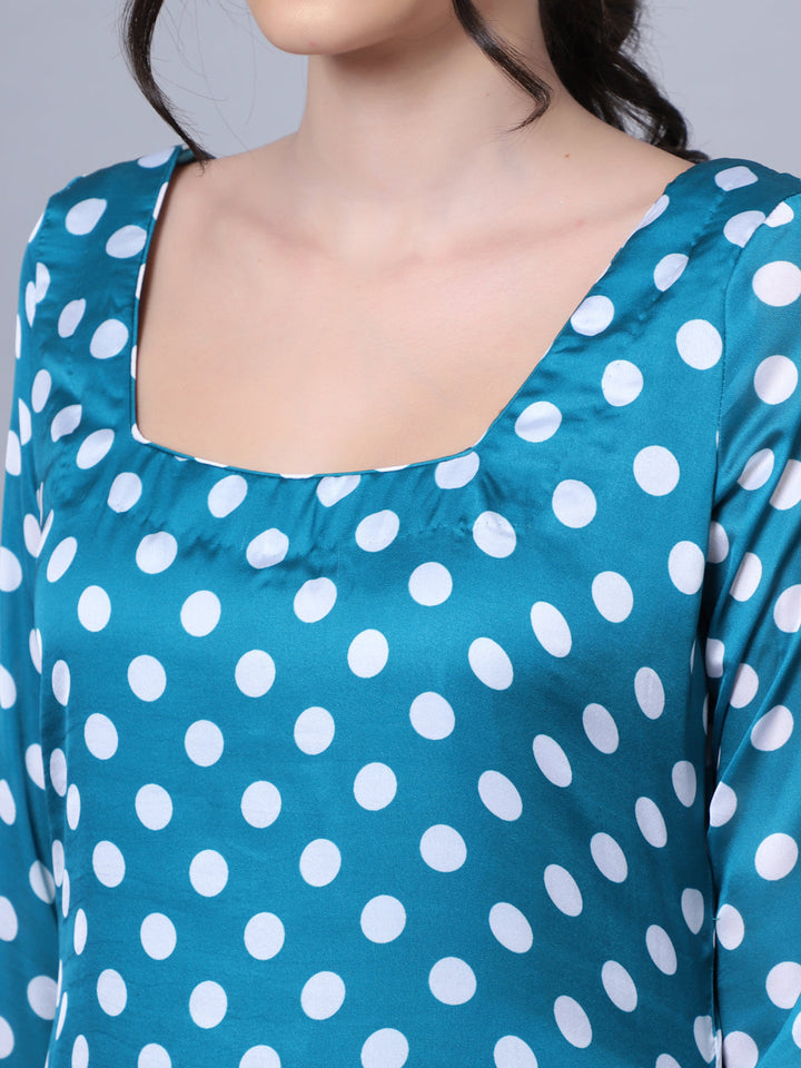 anokherang Combos Peppy Blue Polka Kurti
