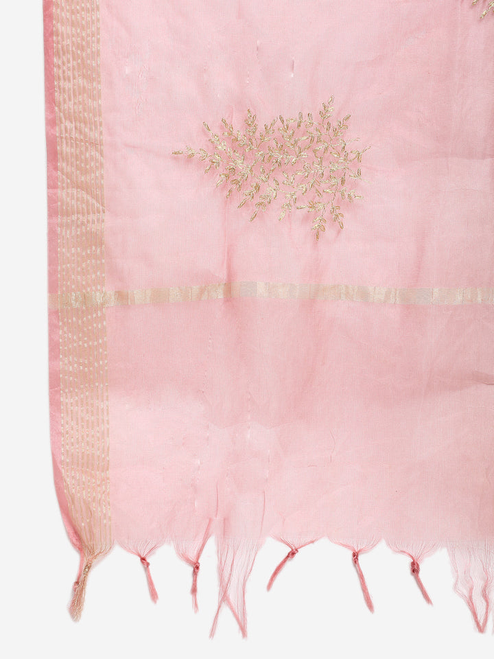anokherang Combos Pink Blossom Short Kurti with Shaded Sharara and Organza Dupatta