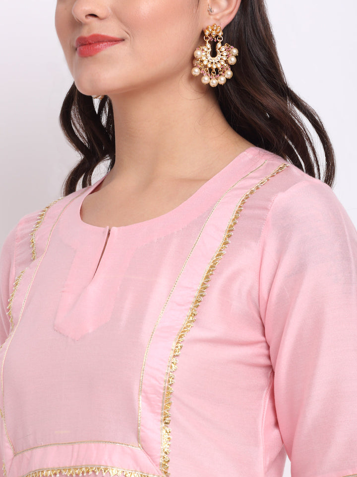 anokherang Combos Pink Blossom Short Kurti with Shaded Sharara and Organza Dupatta