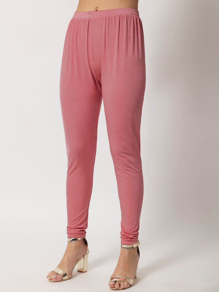 anokherang Combos Pink Glam Foil Lines Straight Kurti with Chudidar and Foil Dupatta