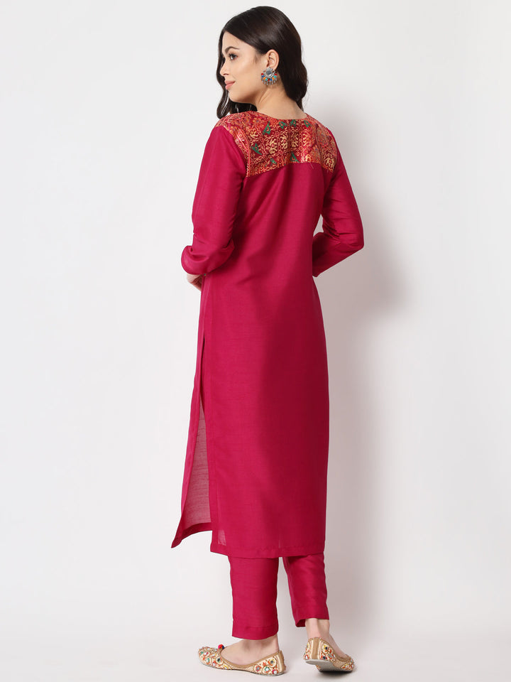 anokherang Combos Pink Jacket Style Straight Kurti