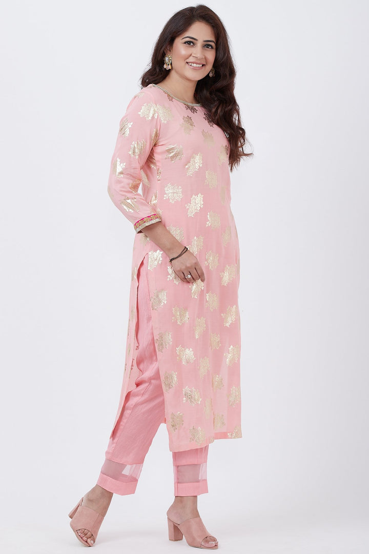 anokherang Combos Pink Jewel Design Kurti with Designer Pants