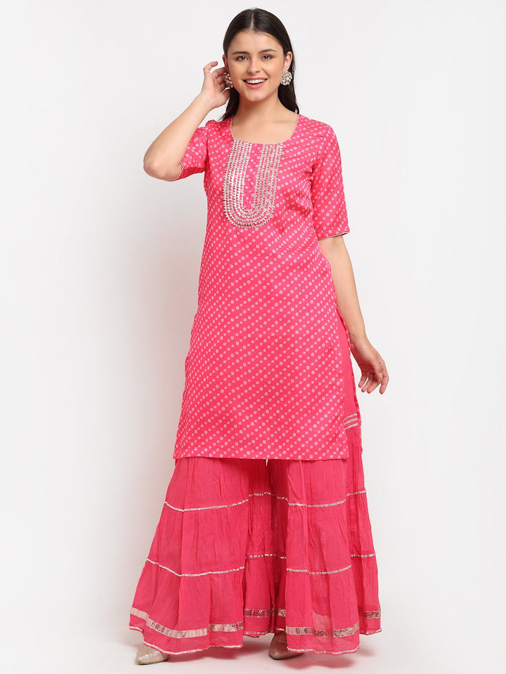 anokherang Combos Pink Passion Bandhani Short Kurti