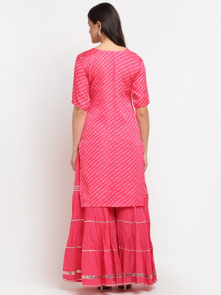 anokherang Combos Pink Passion Bandhani Short Kurti