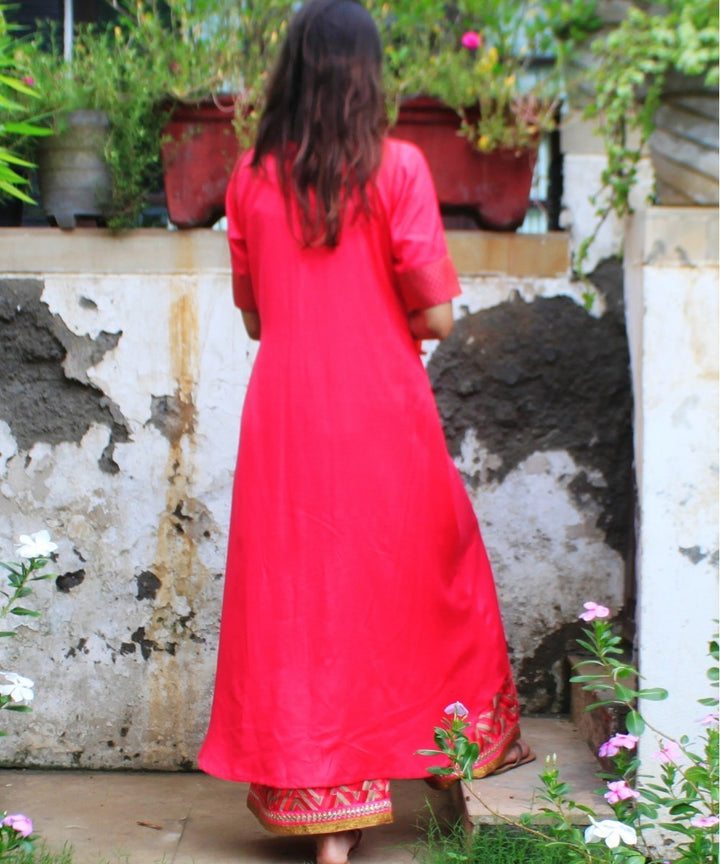 anokherang Combos Pink & Pink Uneven Kurti with Palazzos