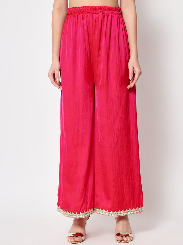 anokherang Combos Pink Shaded Straight Kurti with Flared Palazzo and Dupatta