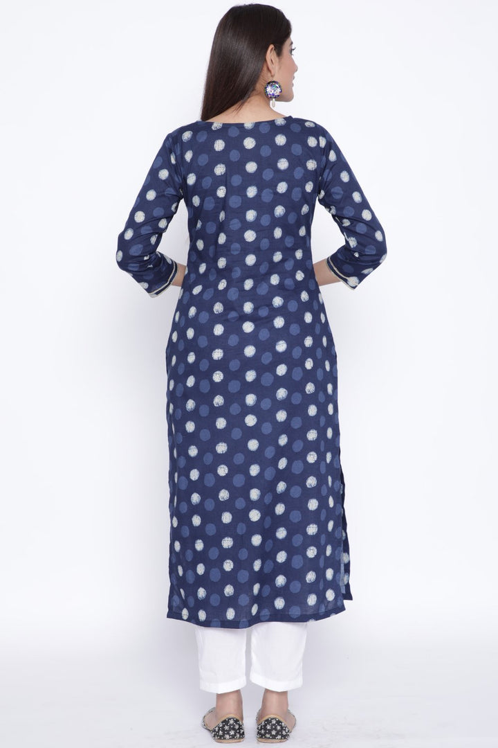 anokherang Combos Polka Dot Checkered Yoke Straight Kurti with Pants