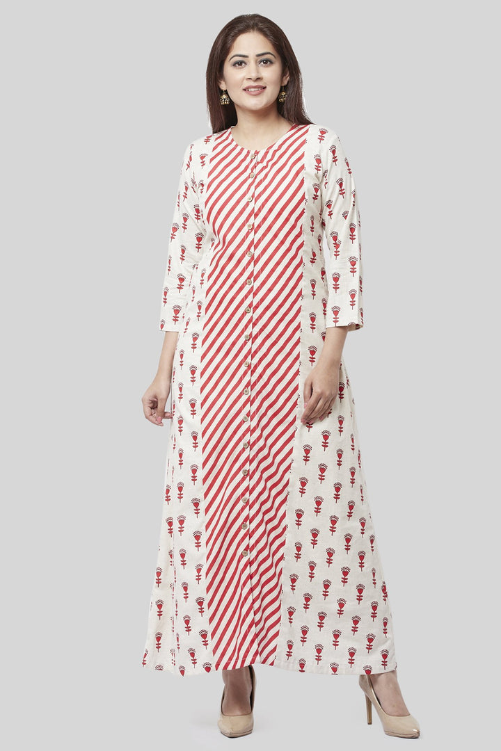 anokherang Combos Poppy Striped Rose Dress