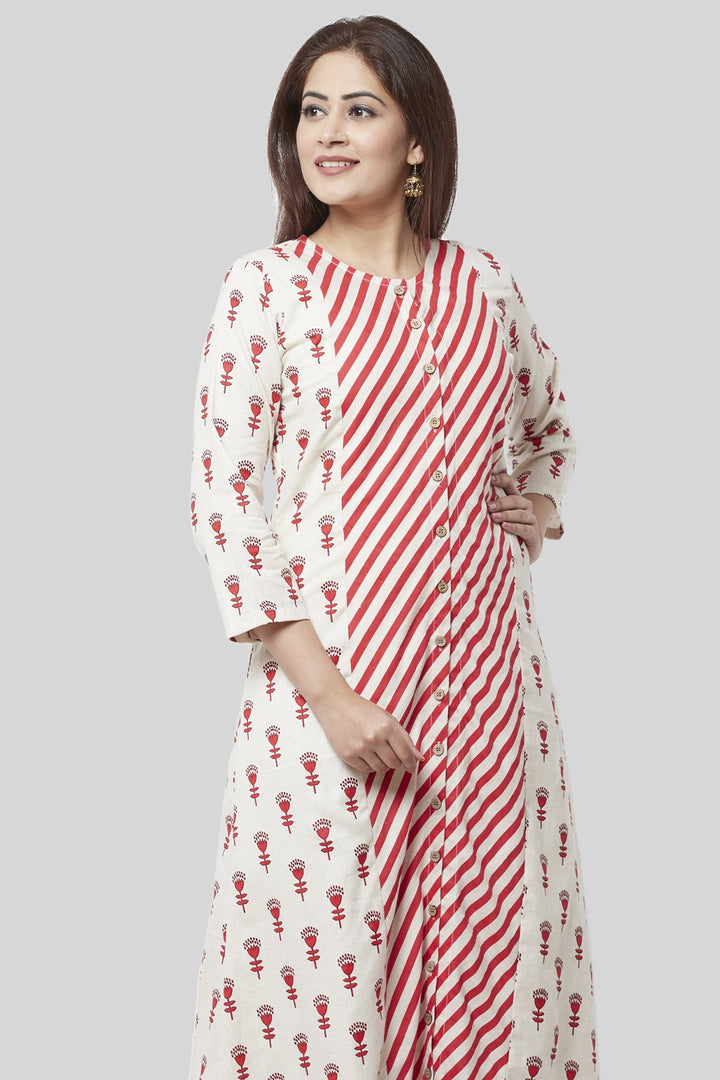 anokherang Combos Poppy Striped Rose Dress