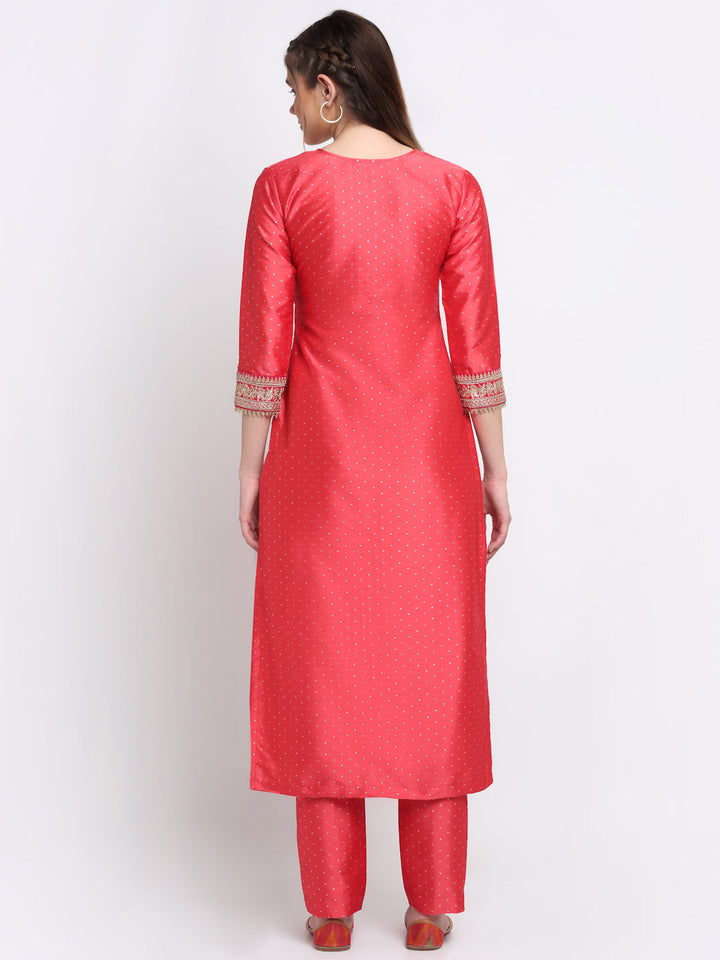 anokherang Combos Prism Pink Straight Kurti with Straight Pants