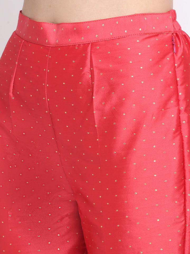 anokherang Combos Prism Pink Straight Kurti with Straight Pants and Prism Pink Net Emroidered Dupatta