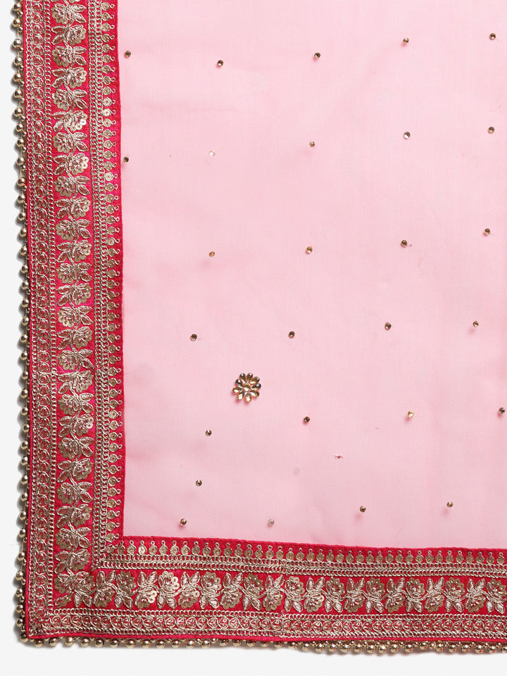 anokherang Combos Prism Pink Straight Kurti with Straight Pants and Prism Pink Net Emroidered Dupatta