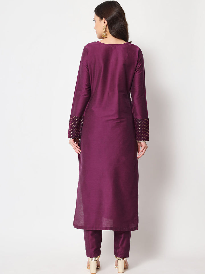 anokherang Combos Purple Smiles Straight Kurti with Pants