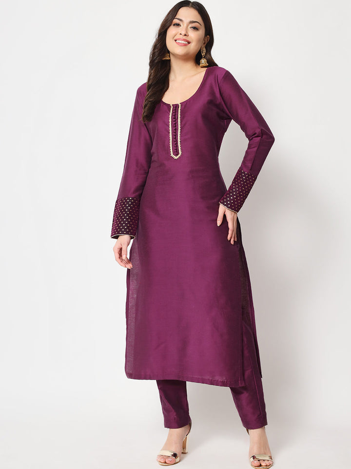 anokherang Combos Purple Smiles Straight Kurti with Pants