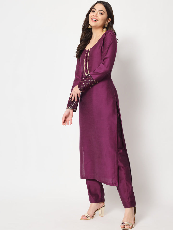 anokherang Combos Purple Smiles Straight Kurti with Pants