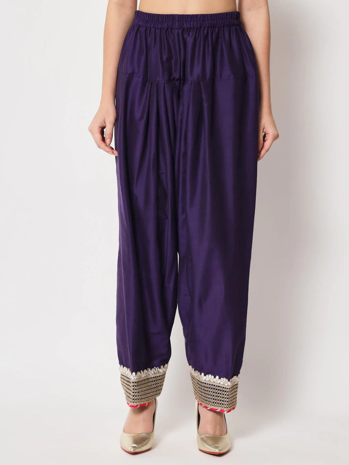 anokherang Combos Purple Velvet Short Kurti with Silk Salwar and Dupatta