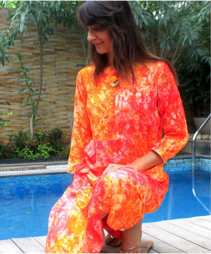 anokherang Combos Rang Barse A Line Kurti with Straight Pants