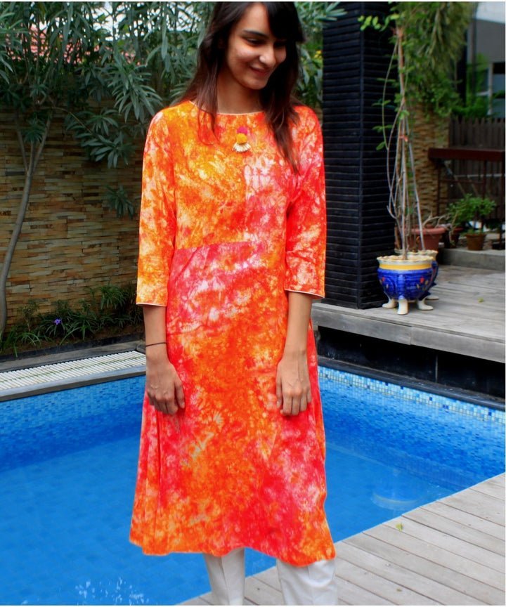 anokherang Combos Rang Barse A Line Kurti with Straight Pants