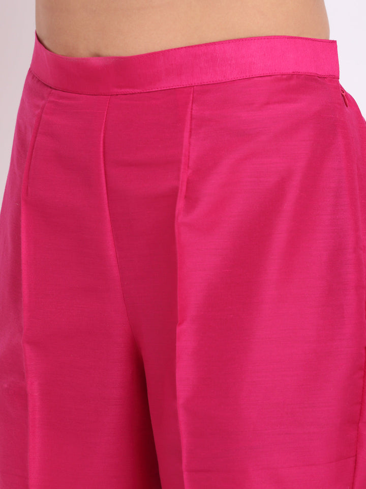anokherang Combos Raspberry Pink Straight Kurti with Straight Pants
