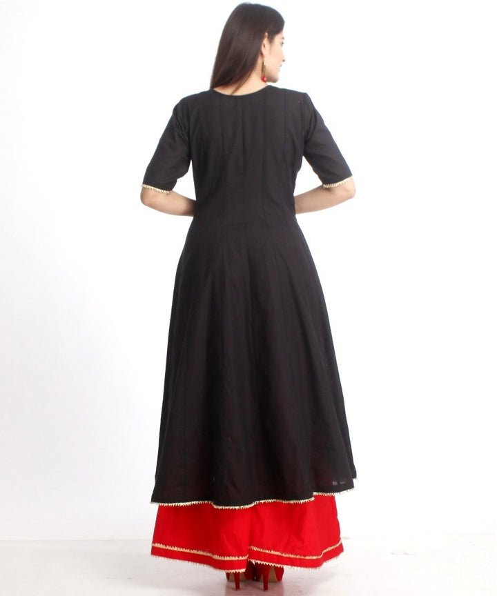 anokherang Combos Red and Black Gotta Anarkali with Flared Palazzo