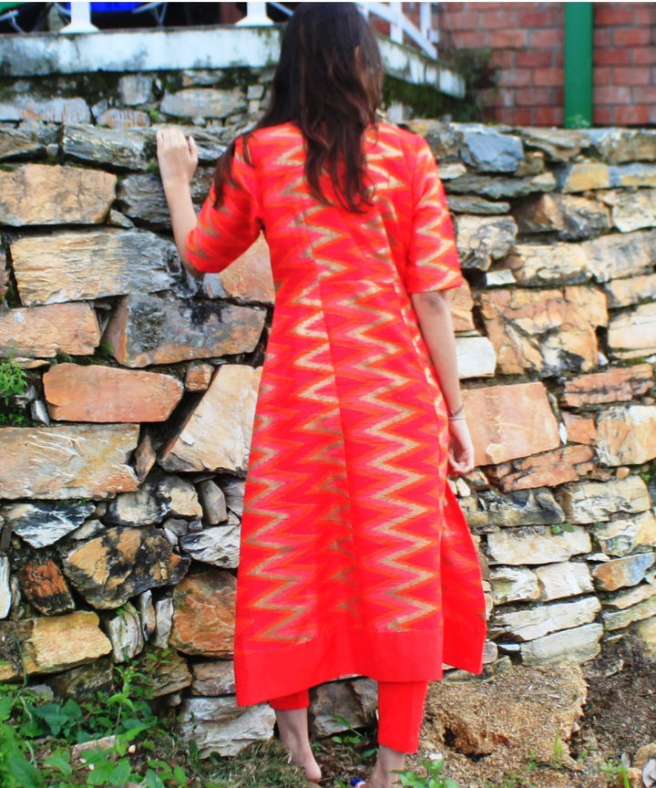 anokherang Combos Red Shades Wave Kurti with Straight Pants