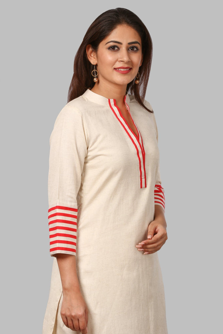 anokherang Combos Red Stripes Kurti with Straight Palazzo