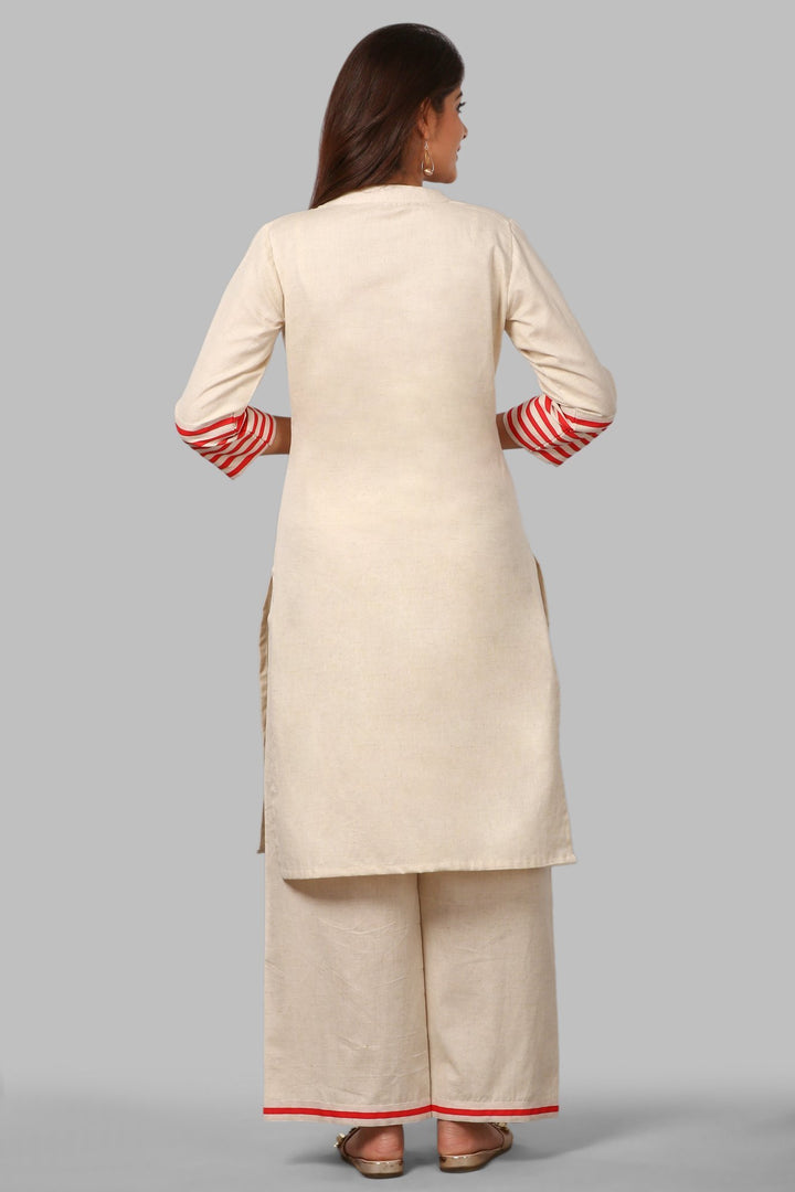 anokherang Combos Red Stripes Kurti with Straight Palazzo