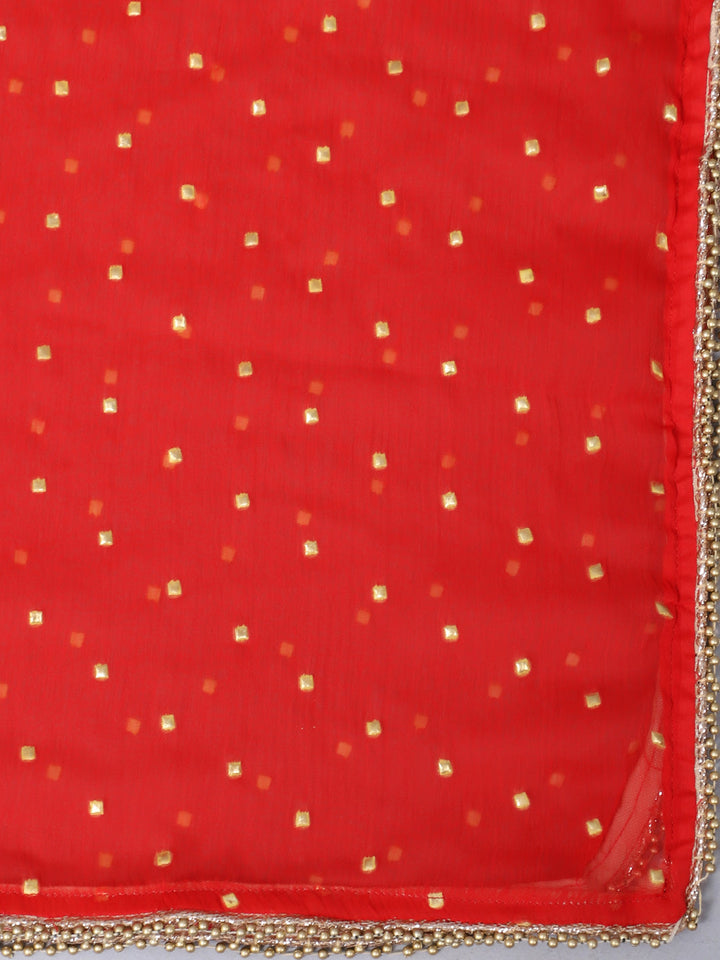anokherang Combos Rose Red Printed Short Kurti with Flared Palazzo and Dupatta Couple Matching Dress