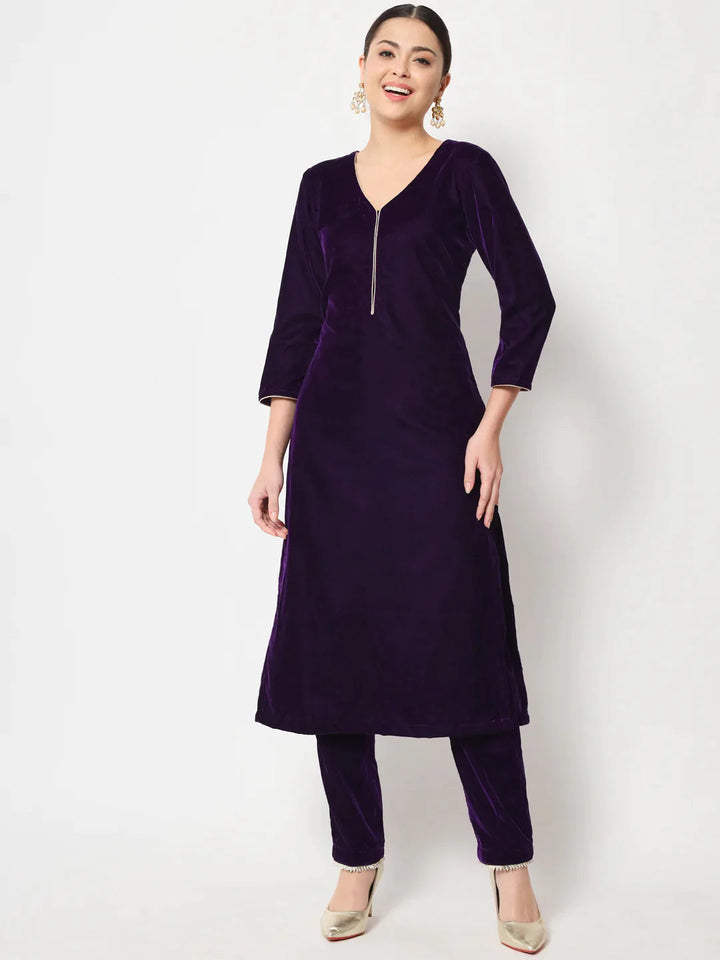 anokherang Combos Royal Purple Straight Kurti