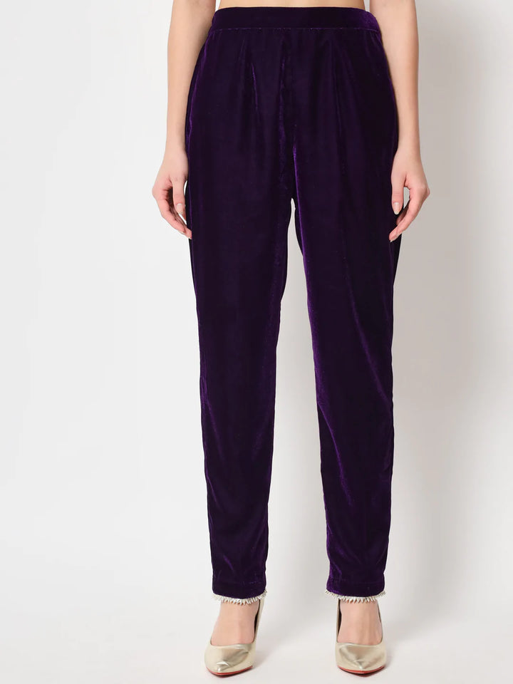 anokherang Combos Royal Purple Straight Kurti with Straight Pants