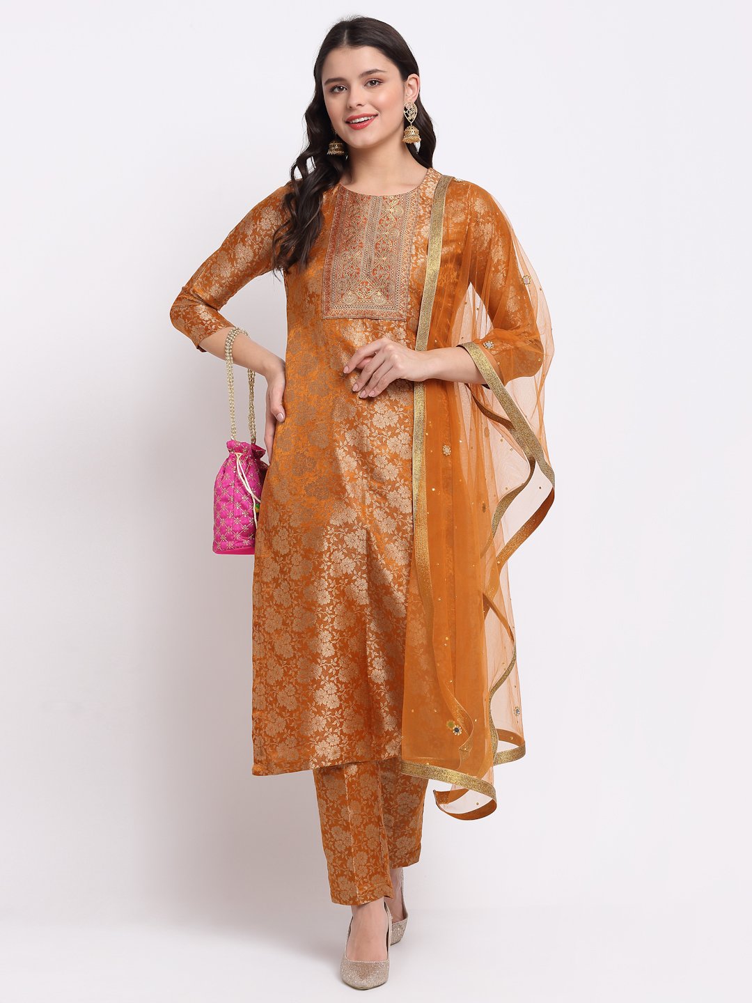 Rust Color Pure Flex Cotton Kurti With Trousers – GFH Collection