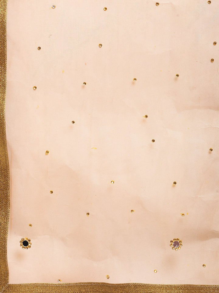 anokherang Combos Rust Brocade Banarsi Straight Kurti with Brocade Pants and Stone Dupatta