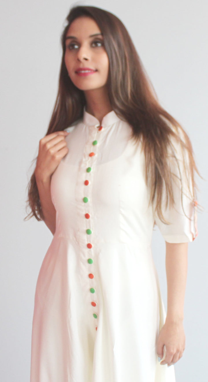 anokherang Combos S Free Spirit Uneven Off White Kurti with Pants