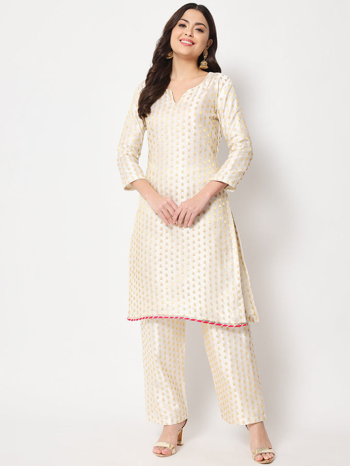 anokherang Combos Sahiba Ivory Brocade kurti