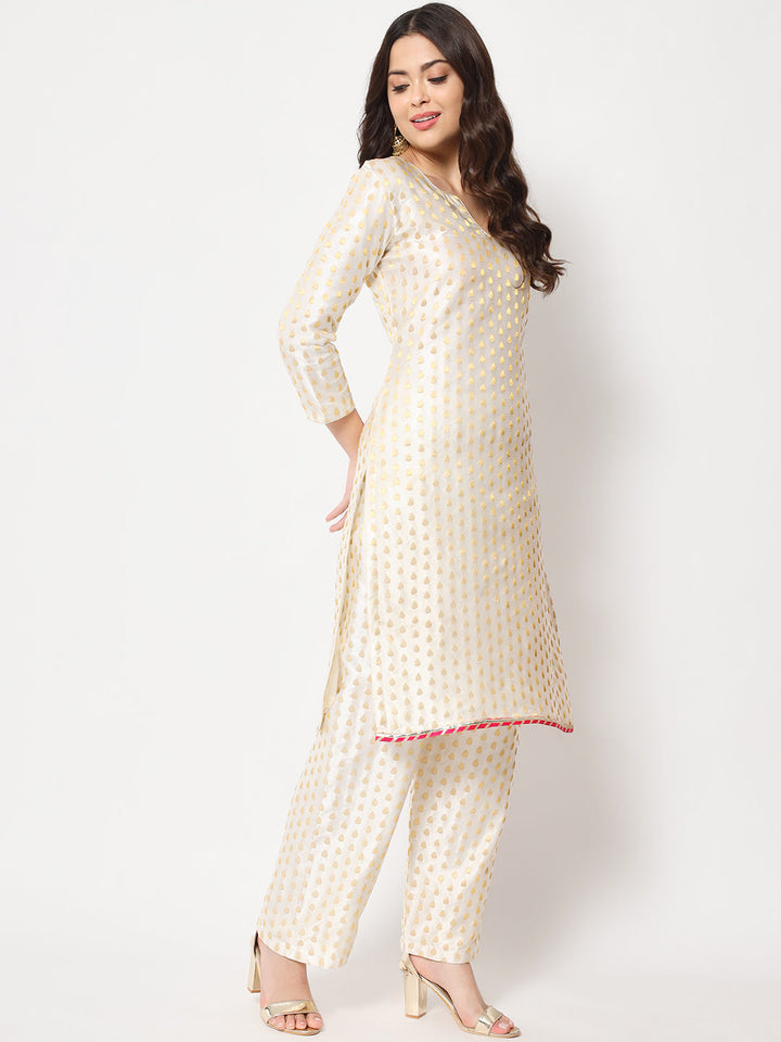 anokherang Combos Sahiba Ivory Brocade kurti