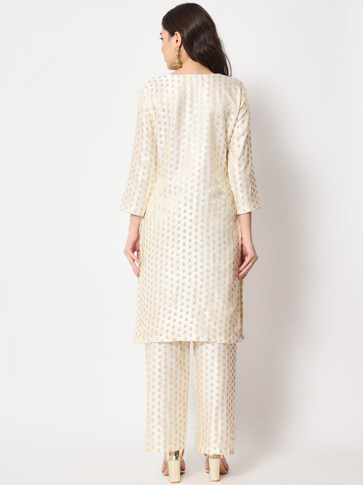 anokherang Combos Sahiba Ivory Brocade kurti