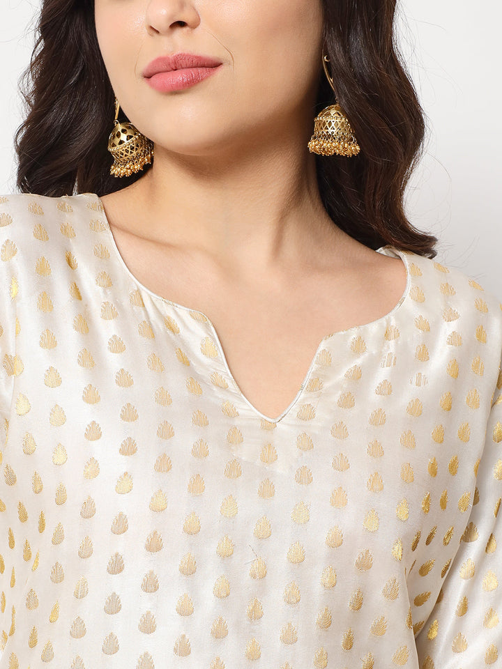 anokherang Combos Sahiba Ivory Brocade kurti