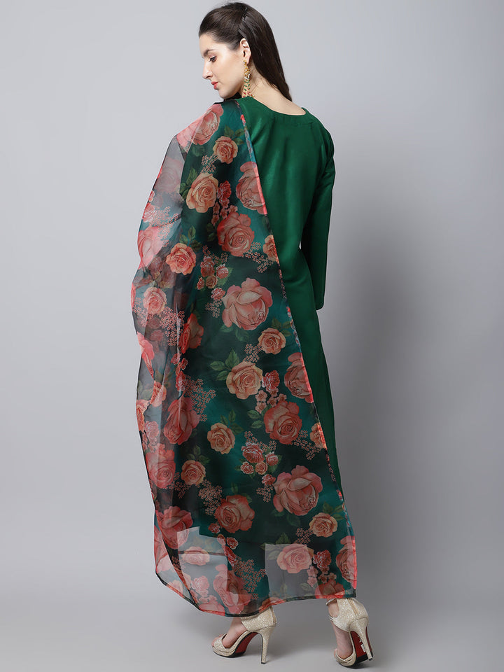 anokherang Combos Sizzling Green Kurti with Pants and Printed Dupatta