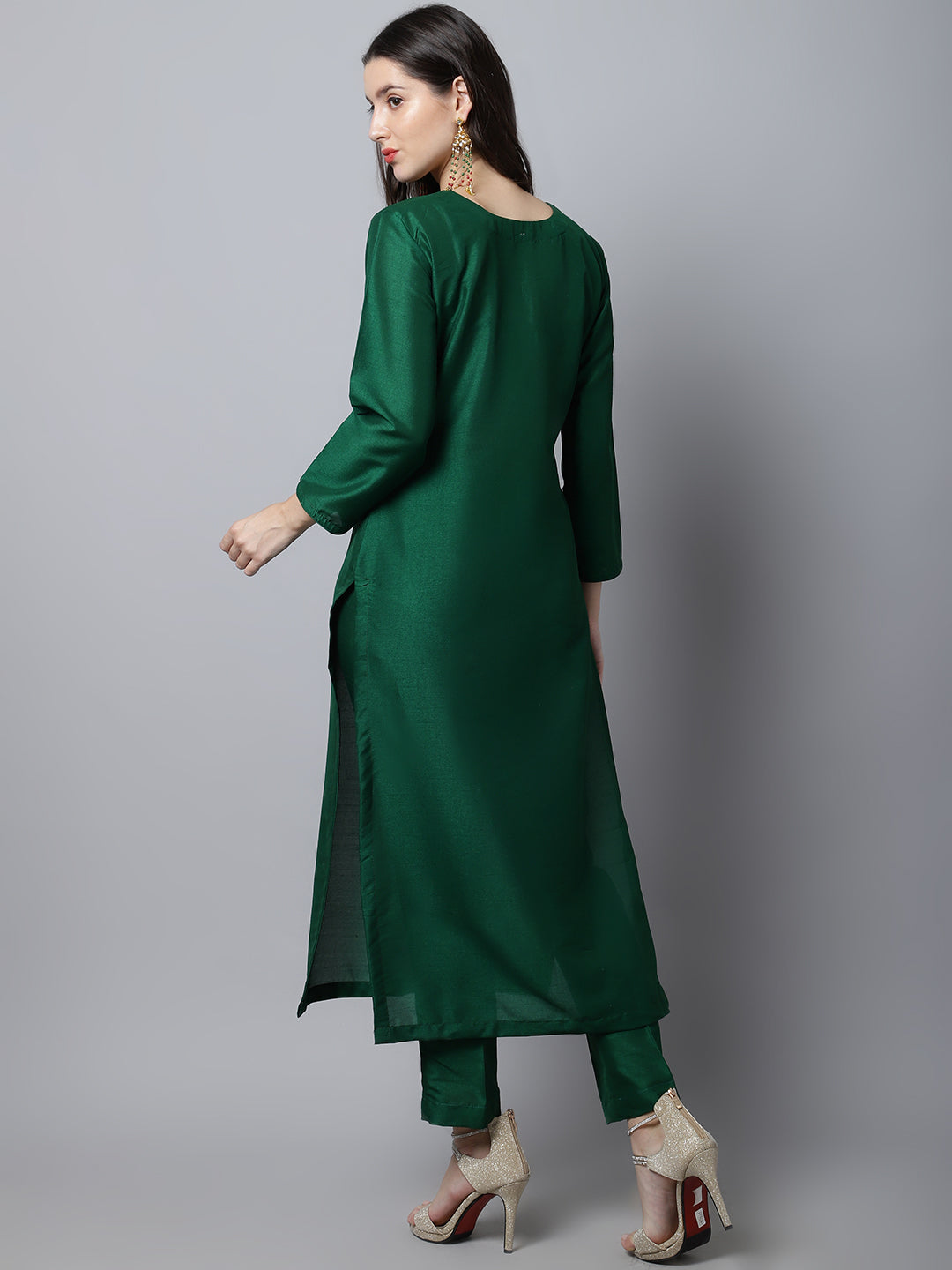 Wine Color Latest Roman Silk Kurti With Pant  Latest Kurti Designs