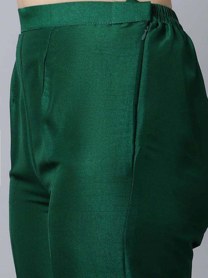anokherang Combos Sizzling Green Silk Kurti with Pants