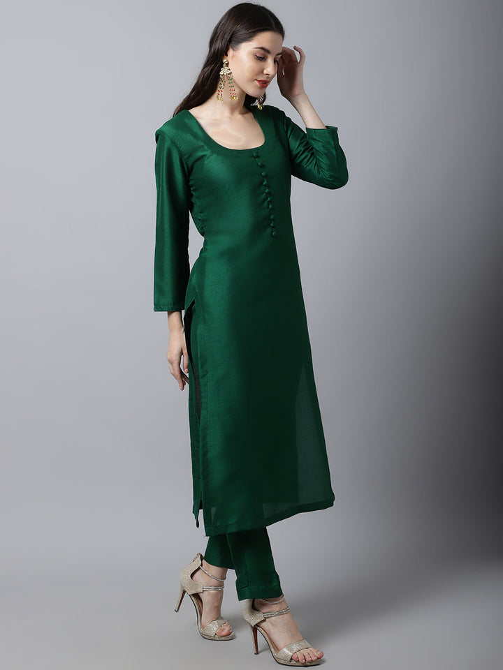 anokherang Combos Sizzling Green Silk Kurti with Pants