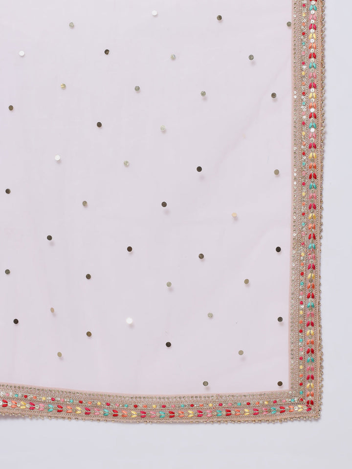 anokherang Combos Soft Mauve Thread Embroidered Kurti with Pants and Dupatta
