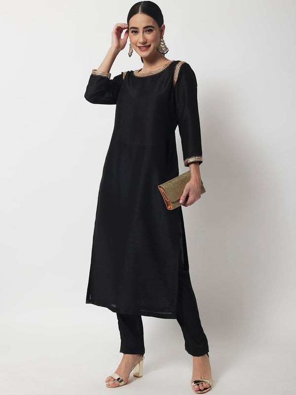 anokherang Combos Stunning Black Silk Kurti